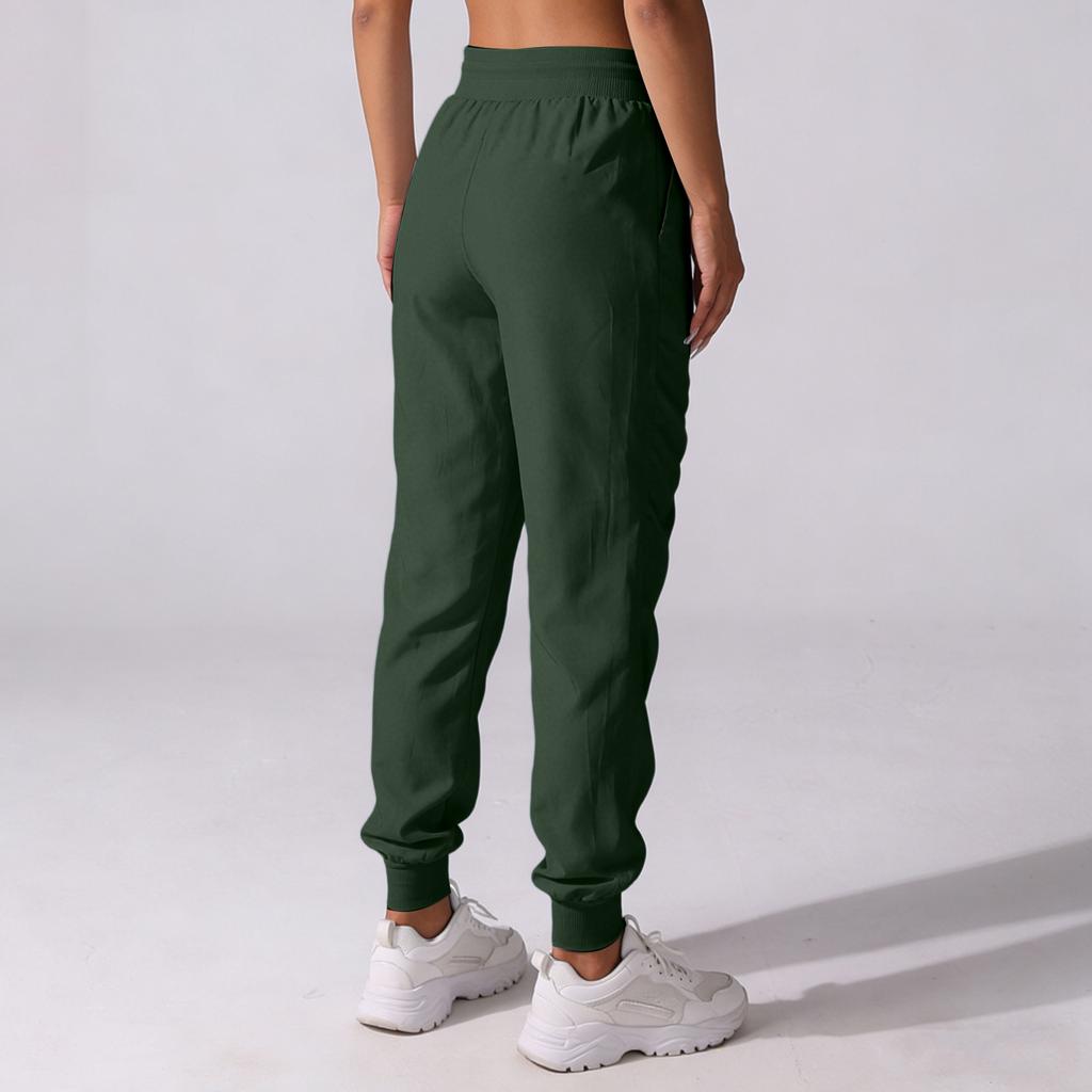 Women's Drawstring Pleated Sports Pants Summer Quick-drying Running Fitness Casual Pants Lightweight Straight Leg Cropped Pants