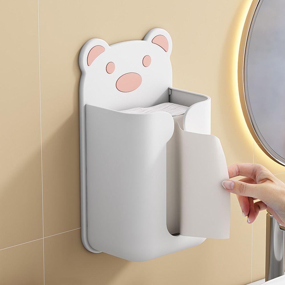 1pcs Creative Space-saving Multifunctional Mask Storage Box Wall Mounted Tissue Box Adhesive Tissue