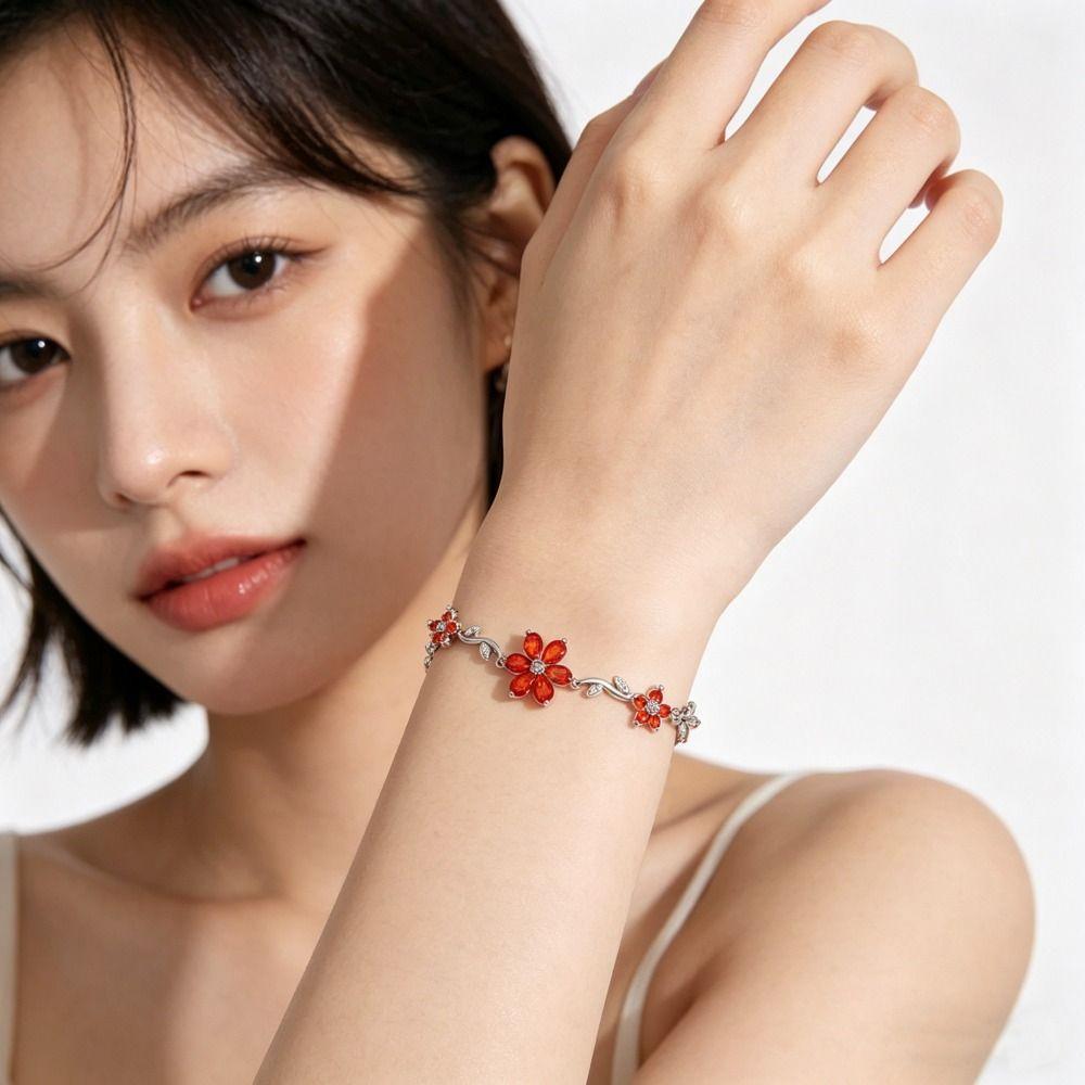 Sweet Y2K Flowers Bracelet Crystal Multicolor Chain Bracelet Adjustable Jewelry Gift Women's Bracelet