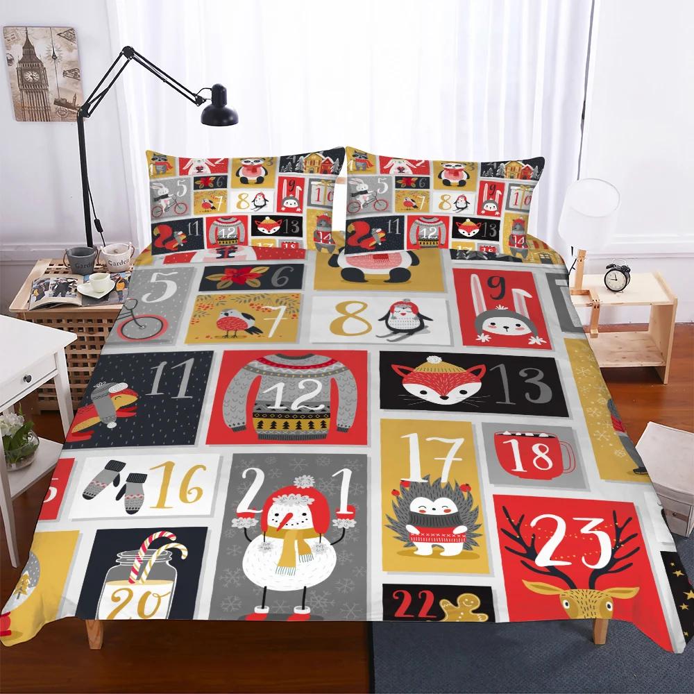 Hot Cartoon Merry Christmas Duvet Cover Sets Bedding Set Queen Size Snowman Single Double Super King Bedclothes 100% Polyester