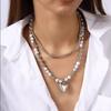 Exaggerated Imitation Pearl Beads Necklace for Women CCB Big Heart Pendant Choker Necklace Jewelry Gift