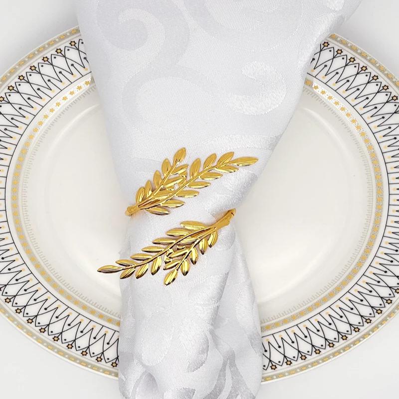 Gold Wheat Napkin Rings Metal Leaf Napkin Holder For Harvest Festival Fall Christmas Thanksgiving Dinner Table Decoration