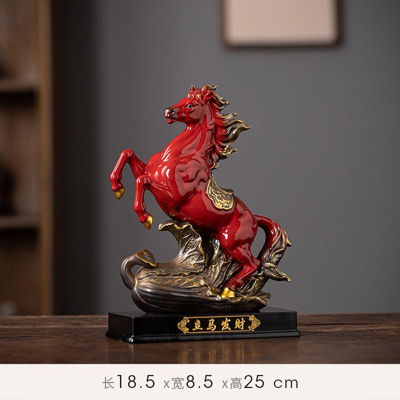 

New Chinese-style feng shui ceramic zodiac horse figurine. Ceramic horse. Ideal for successful gift-giving. Suitable for office,