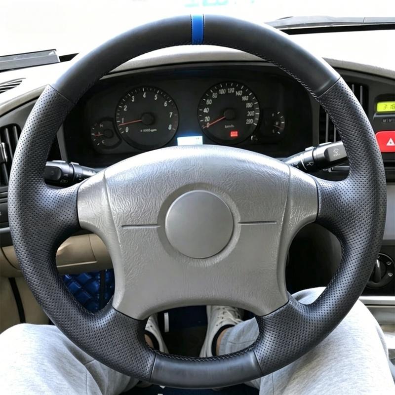 Car Accessories Hand-Stitched Black Perforated Non-slip Microfiber Leather 2004-2011 Steering Wheel Cover For Hyundai Elantra