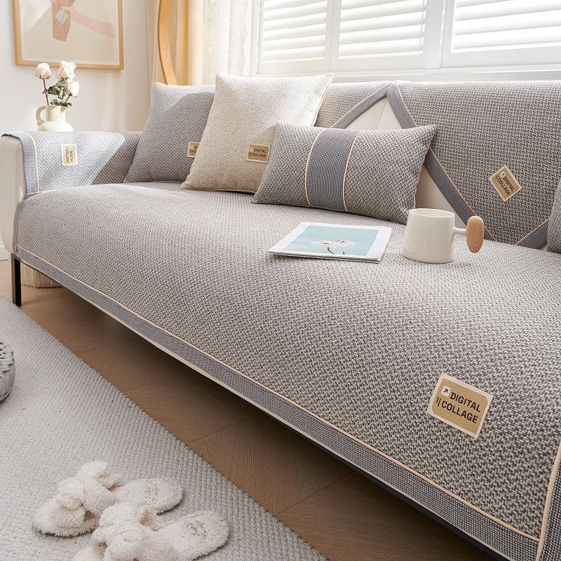 Cotton and Linen Jacquard Sofa Cushion Winter Thicken Soft Comfortable Modern Simple Wind Cover Cat Cushion Plush Sofa Cover
