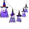LED String Lights - AIMOONSA - Halloween Garland - Polyester Taffeta - Ghost Pendants 45×20 Cm - 3 LR44 Batteries