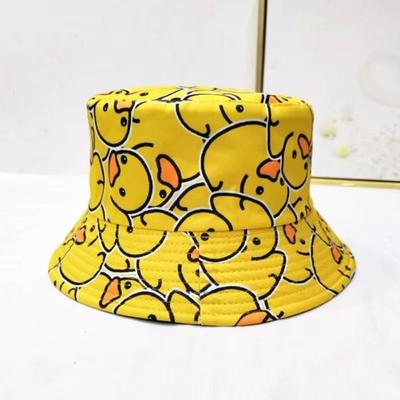 Double Sided Yellow Duck Fisherman's Hat Trendy Design Yellow Duck Pattern Outdoor Casual Hat Sunscreen Protection UV Protection