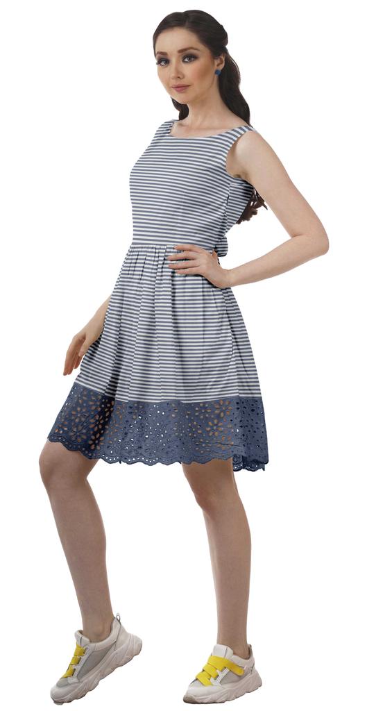 Moomaya Printed Lace Evening Mini Dress For Party Sleeveless Women Clothing