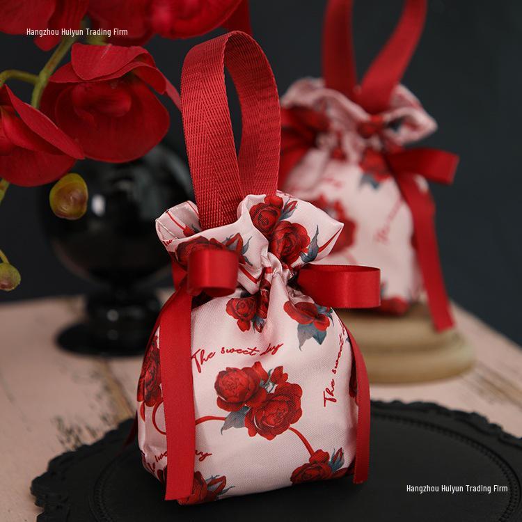 Wedding Candy Box and Bag Set - Reusable Cloth Bag and Empty Box for Wedding Favors and Packaging