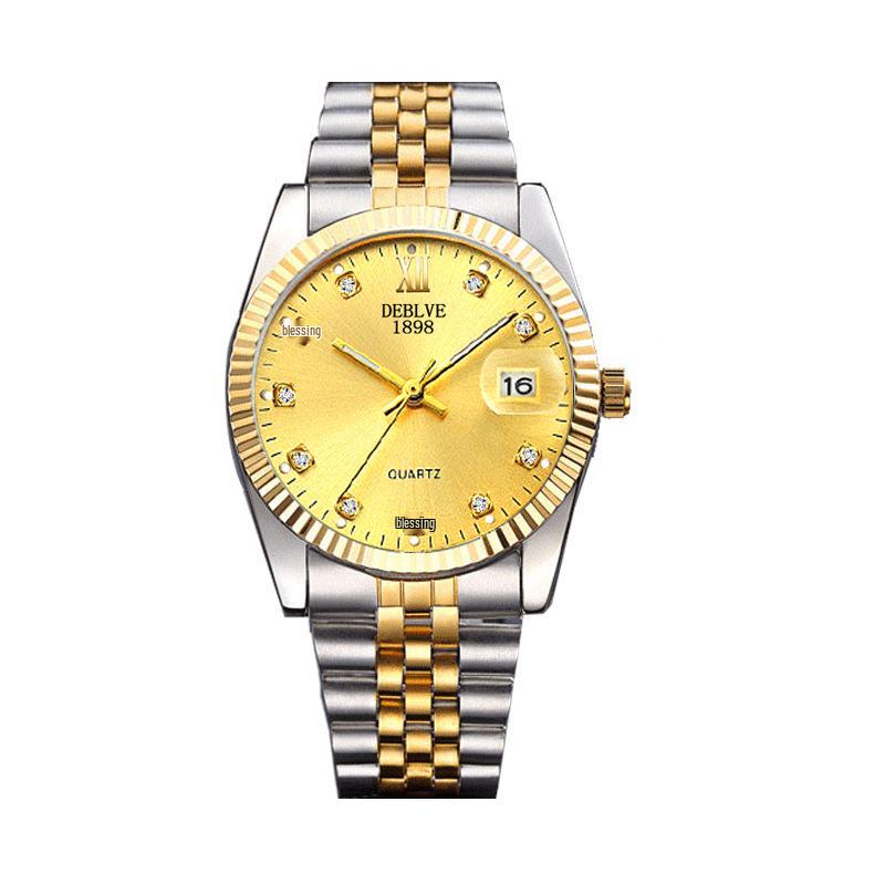 Reloj de Moda Clásico Versátil para Hombre con Correa de Acero, Movimiento No Mecánico, Función de Calendario y Diseño Unisex para Parejas.