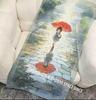 Vintage Rainy Girl Print Beach Towel Patterned Sunscreen And Windproof Suitable For Swimming Pool Camping Travel Blanket