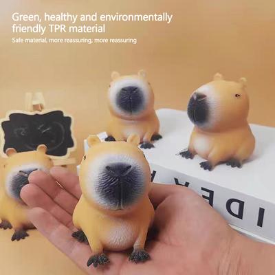 1pcs Cute Cartoon Capybara Squeeze Decoration, Quick Rebound Decompression Miniature Model Decoration, Kawaii Christmas Gift