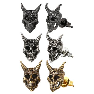 Fashionable Gothics Punks Styles Skull Studs Earrings Vintage Sturdy Alloy Fashion Jewelry for Craft Enthusiasts