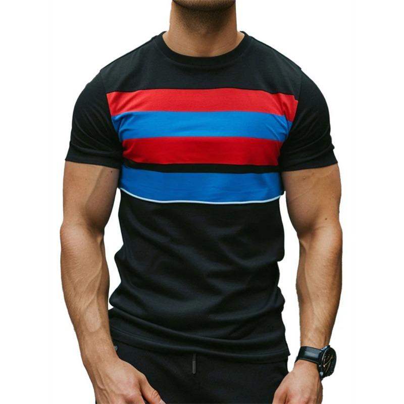 

Stripe Graphic Retro T-Shirts For Men Fashion Summer Short Sleeve 3D Printed T-shirts Trend Streetwear Oversized Pullovers Tees XXS