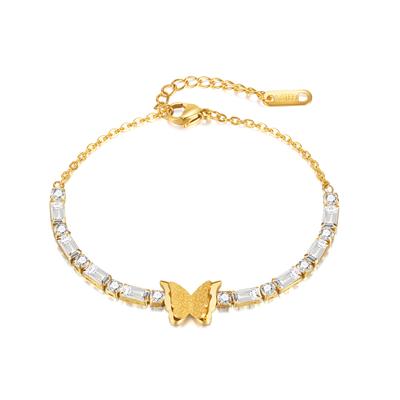 Titanium Steel Three-Dimensional Matte Butterfly Jewelry, Stainless Steel Niche Zircon Bracelet