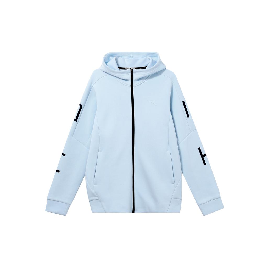 Anta Training Series FW22 Solid Stripe Print Zip-Up Hoodie Long Sleeve Jacket Men Outerwear Blue 152237720-2