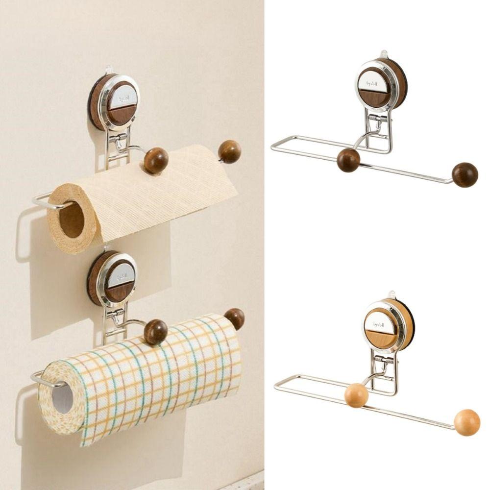 Portarrollos de Papel con Ventosa Reutilizable Colgador de Papel de Cocina Metálico Montado en Pared Portarrollos de Servilletas Extraíble Sin Taladro Decoración del Hogar