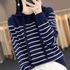 DAFIFY Women's Fashion Casual Fall Winter Stripe Print Long Sleeve Hooded Sweaters