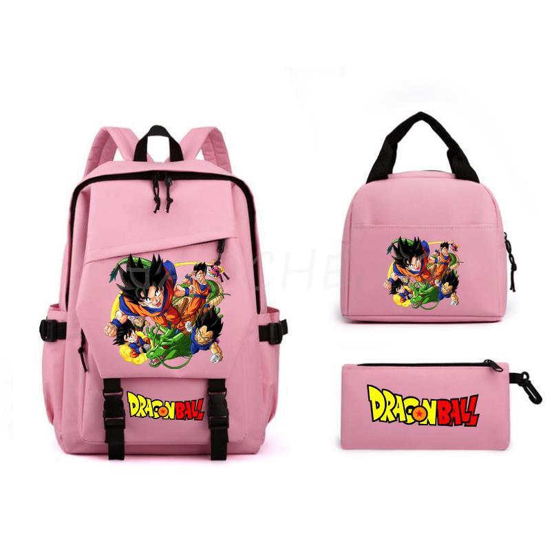 Dragon Ball Peripheral Cartoon Printed Backpack 3PCS Set Student School Bag Shoulder Bag Pencil Case Set