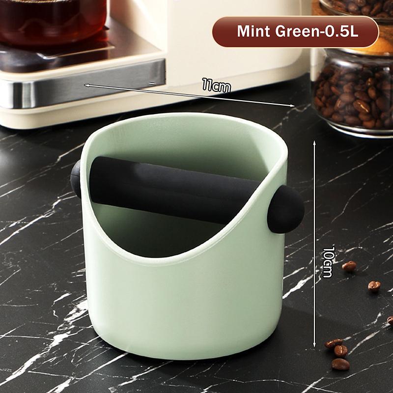 

Shock-Absorbent Coffee Knock Box Anti-Slip Espresso Dump Bin For Coffee Grounds With Removable Knock Bar Coffee Grind Waste Bin зелений