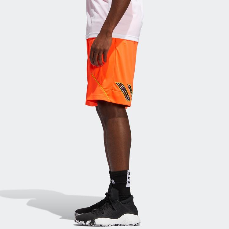 Adidas Basketball Shorts Men's Orange Moderate Straight Fit Pants GH7942