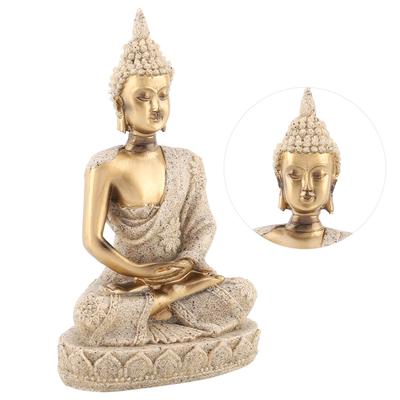 Socha sedícího Buddhy v meditační pozici Pískovec Pryskyřice Sochařství Figurka Ozdoba Řemeslo pro výzdobu domova obývacího pokoje