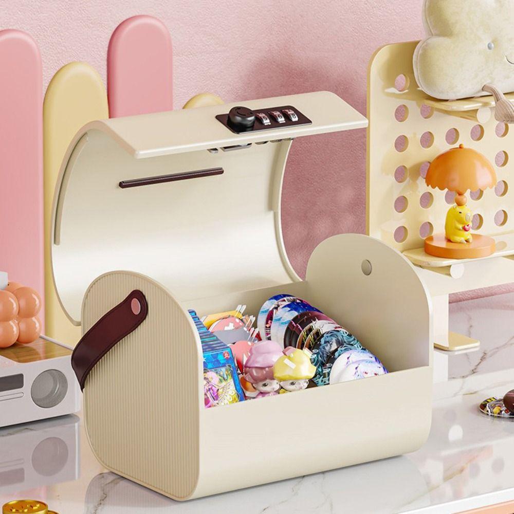 Large Capacity Bunny Ears Storage Box Multi-functional Plastic Material Kids Savings Box Lockable Feature Cartoon Design