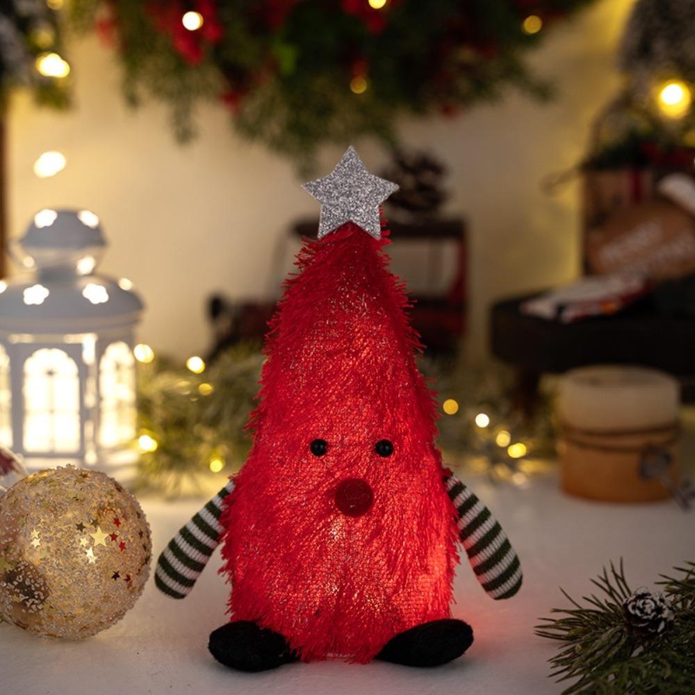 LED Night Lights Fluffy Christmas Tree Creative Design 3D Shape Christmas Tree Ornament Fluffy Texture Glowing Effect