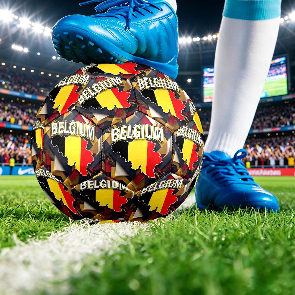 Belgien Fußball Aufdruck Größe 5 Fußball Ball Verschleißfest Standard Erwachsenen Trainingsfußball Fan Geschenk für Indoor Outdoor Spiel Sport