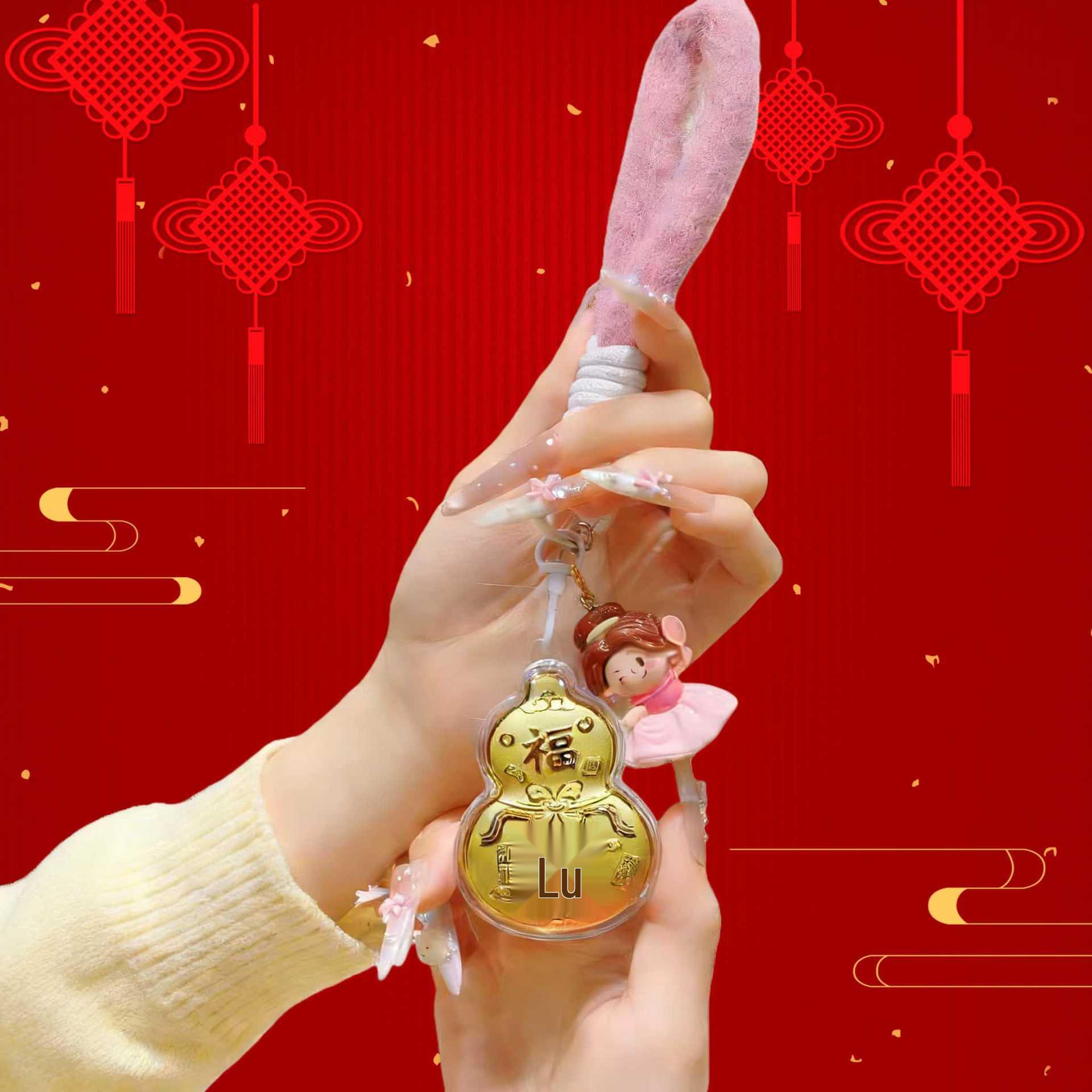 Year of the Horse Success Golden Keychain with Wealth Attraction Pendant - New Year Lucky Gift