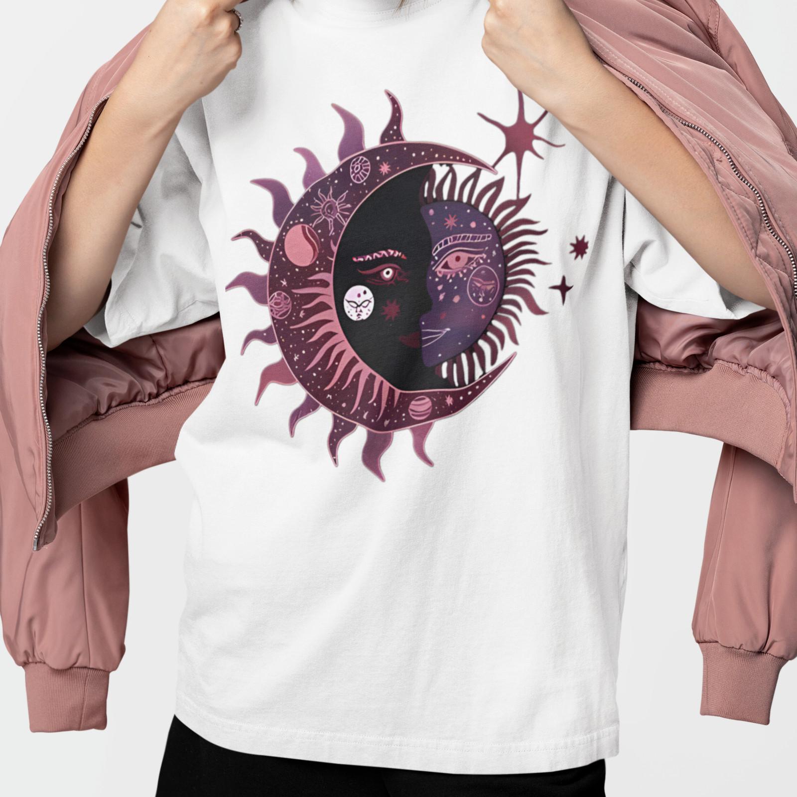 Mystical Sun Moon T-Shirt Celestial Astrology Witchy Gothic Unisex Tee 2XL