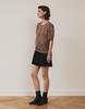 GIEMAR Black Flower Chiffon Blouse Beige