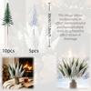 15pcs Set New Style - Artificial Christmas Pine Branch Bouquet | White and Green Flocked Pine Branches, Nordic Winter Holiday Ornament