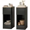 Set of Two Modern Storage Bedside Tables - Black