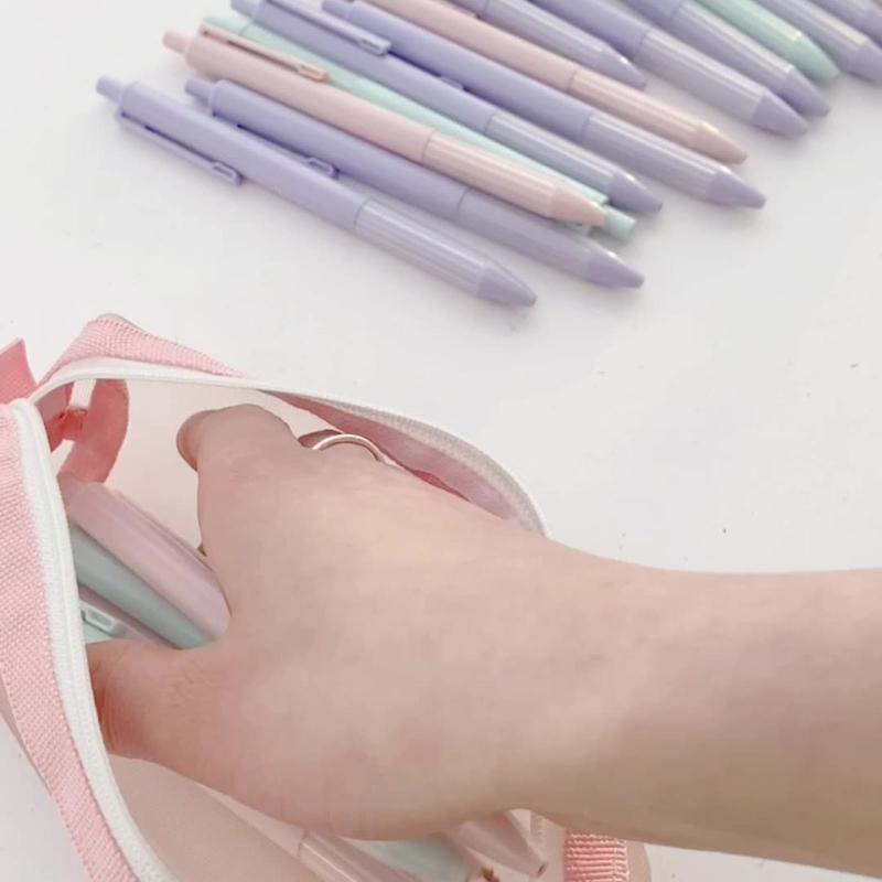 Cute Transparent Pencil for Case Mesh Makeup Storage Holder Pouch Solid Color for Travel Cosmetics Stationery Small Craf
