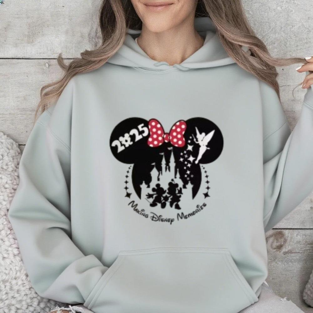 Disney Mickey and Minnie Family Vacation Print Multi-color Available Spring and Autumn Hoodie, Disney Journey Top for Girls