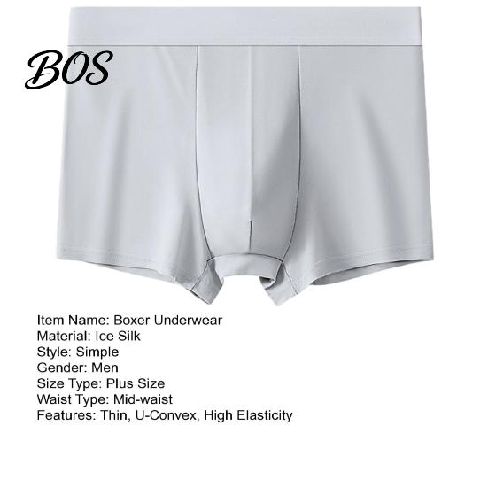 Men Boxer Briefs Underwear, Mid-rise Ice Silk Briefs, Slim Fit U-Convex Lightweight Boxers Quick Drying Summer Underwear for Daily Wear And