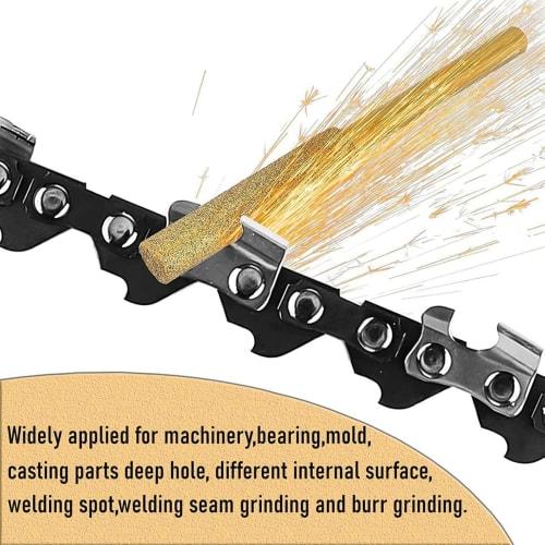 Ahvqevn 10-Piece Electric Chainsaw Sharpening Stone, Deburring File, Titanium-Plated Diamond Sharpening Stone (4.0mm)