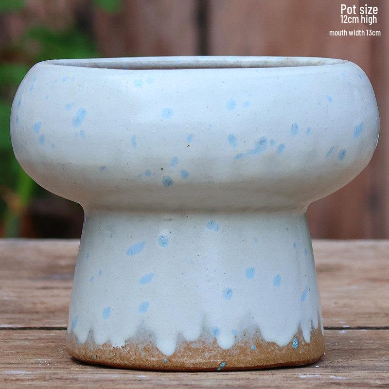 Handmade Coarse Ceramic Succulent Planter, Orchid Breathable Zisha Pot, Old Tree Design, Tall Rose Pot.