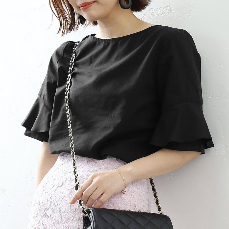 ZANZEA Damen Lässig Rundhals Rüschenärmel Locker Sommerbluse