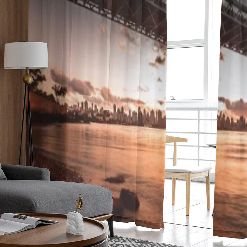 Queensboro Bridge East River At Sunset Chiffon Sheer Curtains for Living Room Bedroom Window Curtain Voiles Tulle Cortinas