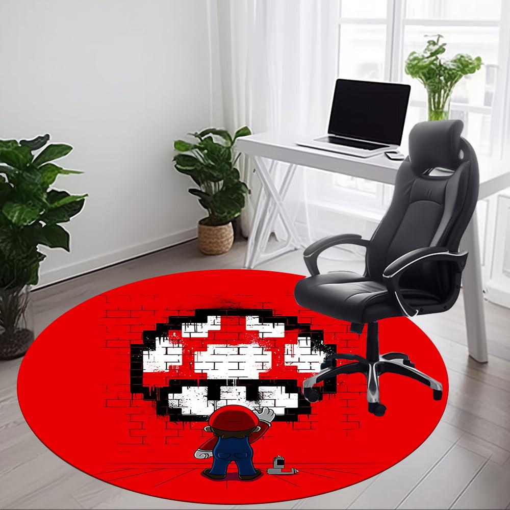 

1pc Mario Office Round Area Rug, Bedroom Living Room Home Decor, Room Deco, Offic a1016202 80cm by 80cm