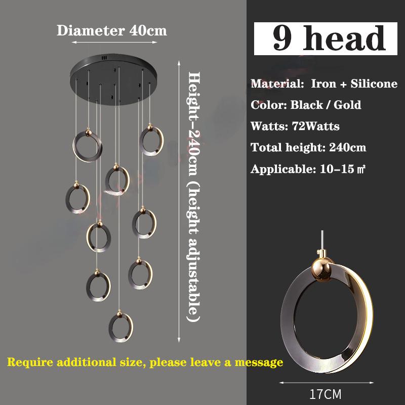 Stair Lamp Long Chandelier Duplex Building Modern Minimalist Light Luxury Creative Villa Loft Living Room Ring Chandelier