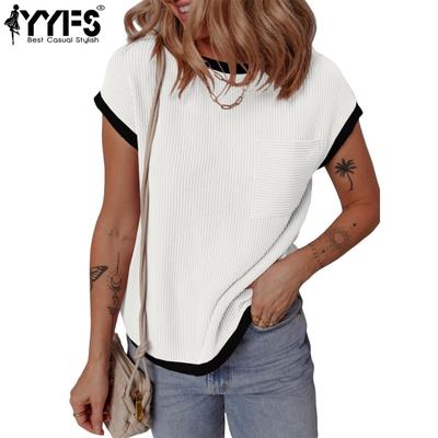 Women's Fashion Casual Summer Spring Solid Color Print Short Sleeve O-Neck Blouses & Shirts