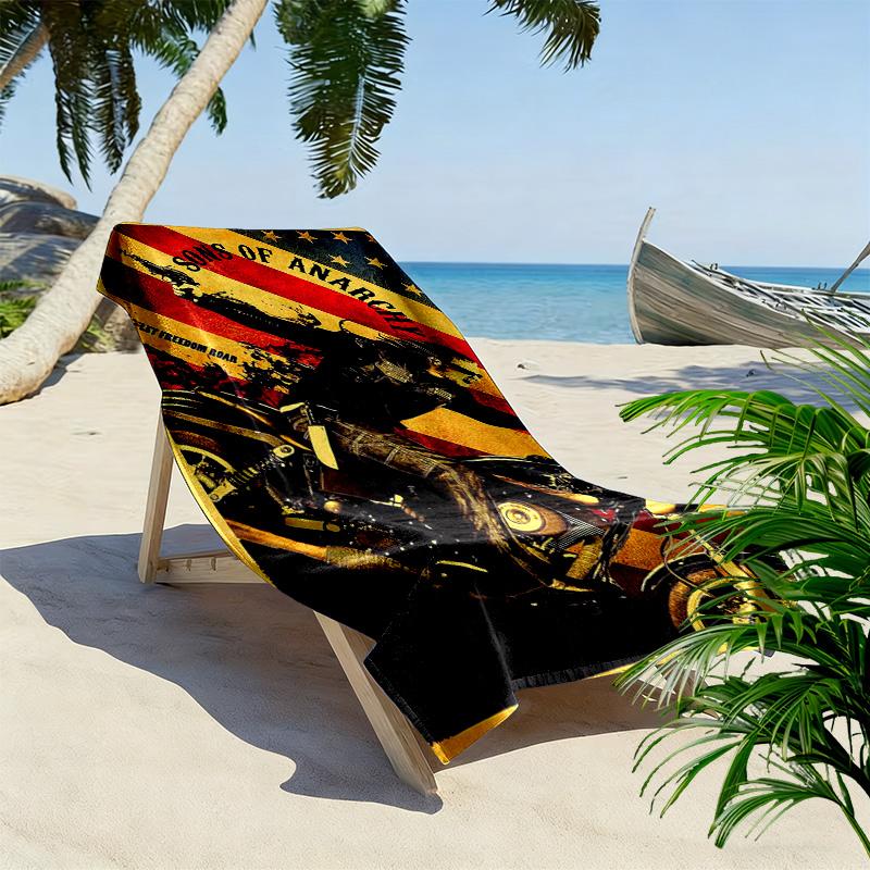 Sons Anarchy: Brotherhood Rebellion Beach Towel Soft Portable for Travel Seaside Outdoor Pool Towel Absorbent Bath Towel Fashion