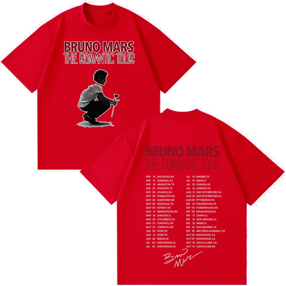 

Rapper Bruno Mars Album 2026 Tour Print Tshirt Man Woman Vintage Tshirt Short Sleeve Cotton Casual Gothic Harajuku Tshirts M