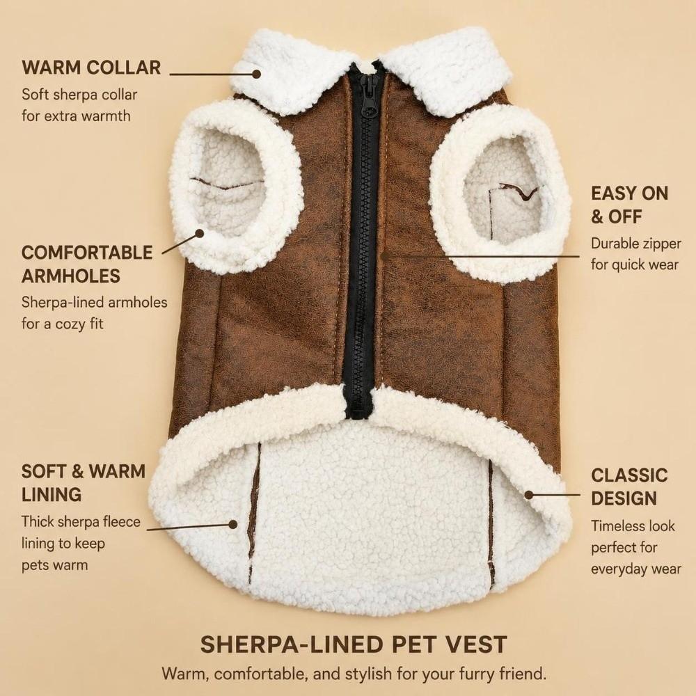 Velvet Leather Pet Padded Vest Solid-Colour Pet Winter Jacket Small Dog Coat Indoor Wear