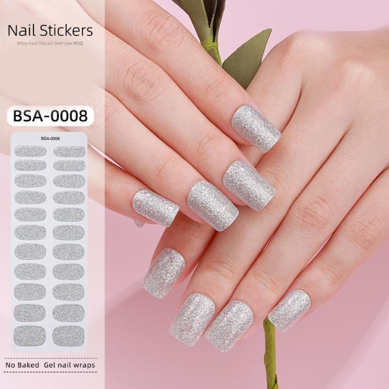 Gel Nail Wraps Solid Color Gel Nails Stickers Semi Cured Nails Polish Wraps Gel Nail Strips DIY Nails Art Decoration