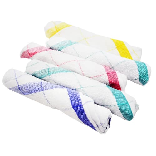 Cotton Dishcloth, Checkered Pattern, Pack of 5, 34 x 34cm, ZB-5123