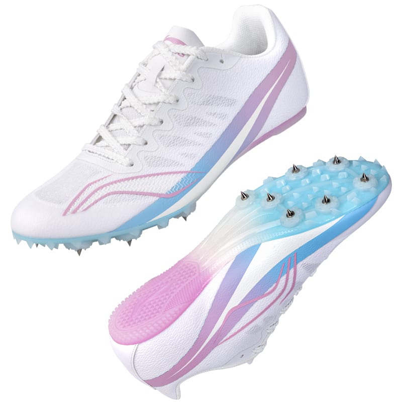 Li Ning Cushioning Slip Resistant Breathable Low Top Pebax Outsole Training Running Shoes Unisex White Pink Blue LJJT911-7